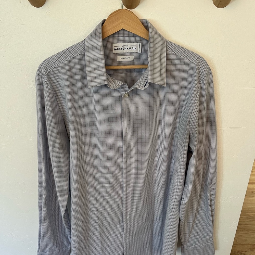 Mizzen+Main Light Gray Checkered Dress Shirt